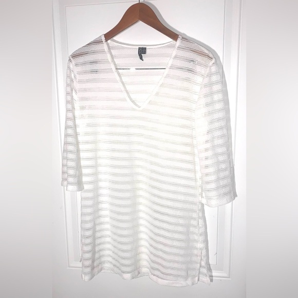 Portocruz Swimsuit Cover up white V neck Medium - Picture 1 of 6